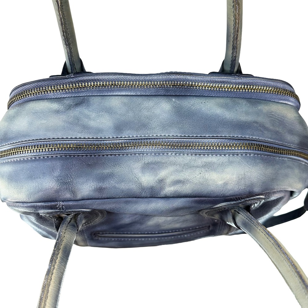 OLD TREND Distressed Vintage Look Leather Tote Shoulder Bag • blue • boho chic - Picture 7 of 13